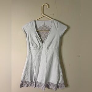 Women’s White V-Neck Fit & Flare Athletic Dress